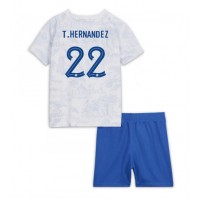 Camiseta Francia Theo Hernandez #22 Segunda Equipación Replica Mundial 2022 para niños mangas cortas (+ Pantalones cortos)